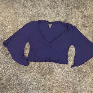 Dots Rich Purple V-Neck Crop Top